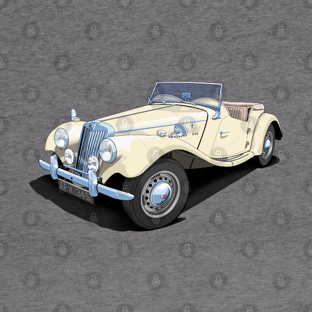 1954 MG TF sports car in ivory by candcretro